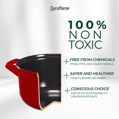 Ceraflame 100% Pure Ceramic Cookware: Thermal Shock Resistant & Toxin-Free, Oven, Microwave and Open-Flame Safe