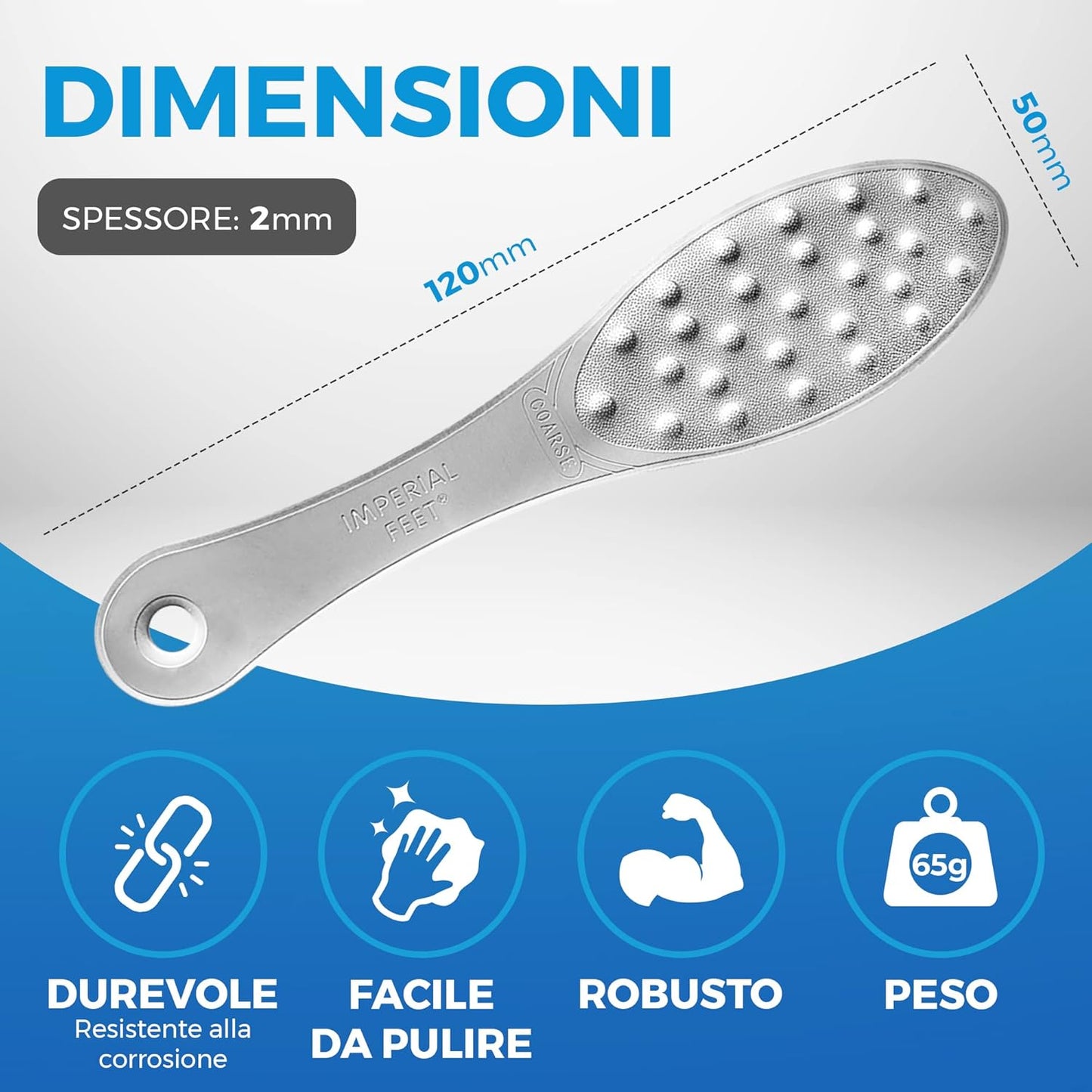 Imperial Feet Double-Sided Stainless Steel Foot Scraper: Professional Grade