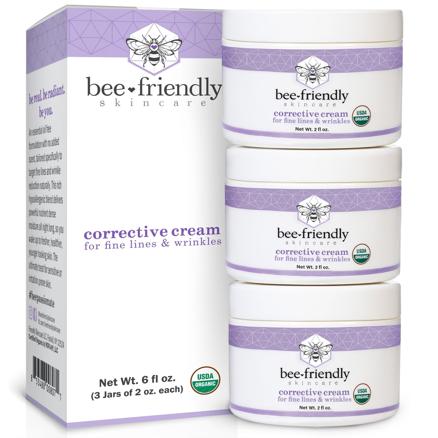 BeeFriendly Organic Corrective Cream, Fragrance-Free, USDA Organic on a white background