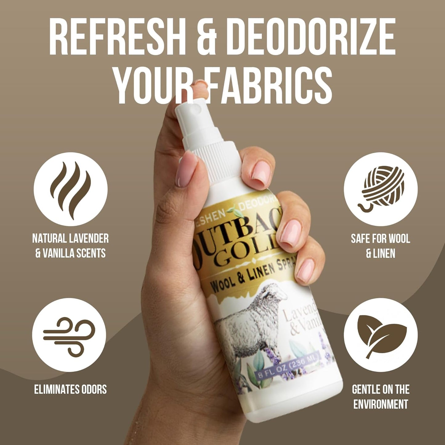 Outback Gold Natural Linen Spray & Fabric Freshener: Lavender & Vanilla