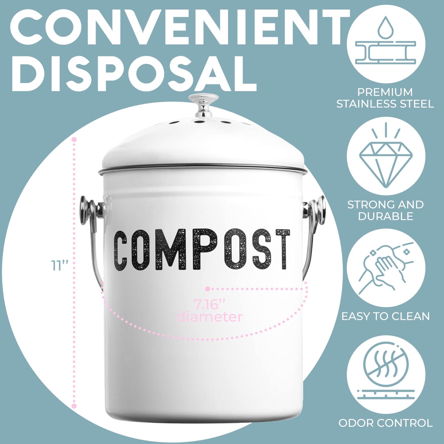 Odorless Indoor Composting: EPICA One-Piece Molded Stainless Bin