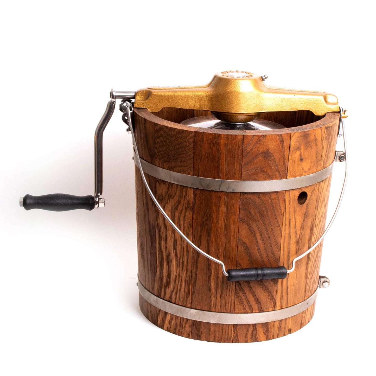 Lehman’s Amish Ice Cream Maker | TRUE Shift Hand‑Crank Freezer (Stainless Steel & Oak)