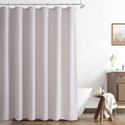 Naturoom Weighted Natural Flax Linen Shower Curtain Set