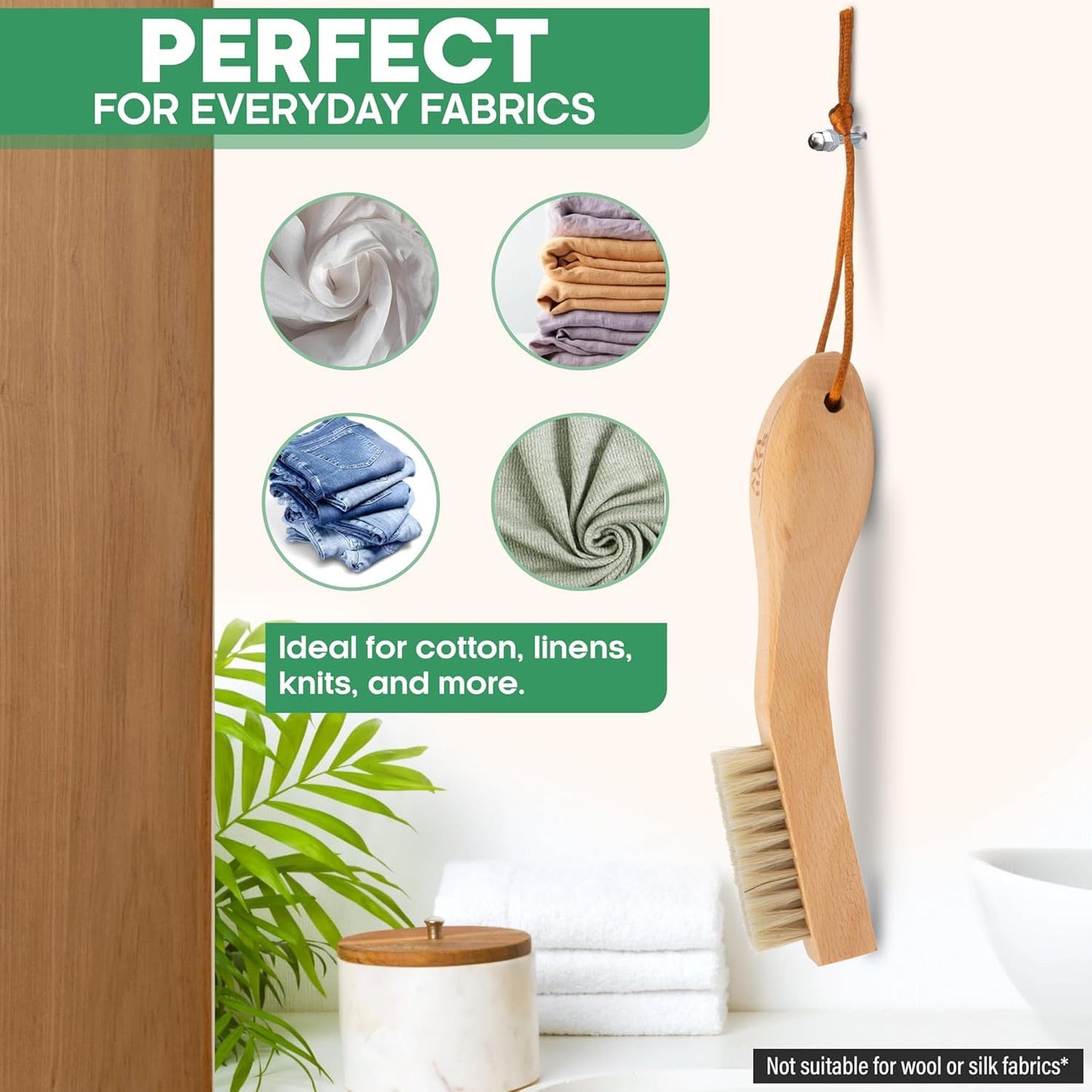 Atzi Hats Natural White Boar Bristle Laundry & Stain Scrubber