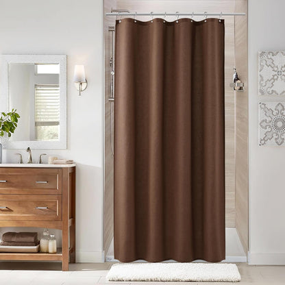 Naturoom Weighted Natural Flax Linen Shower Curtain Set