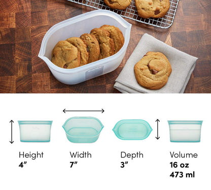 Zip Top 100% Silicone Reusable Food Storage Set (8‑Piece, Teal) | TRUE Shift Zero‑Plastic Meal Prep Set