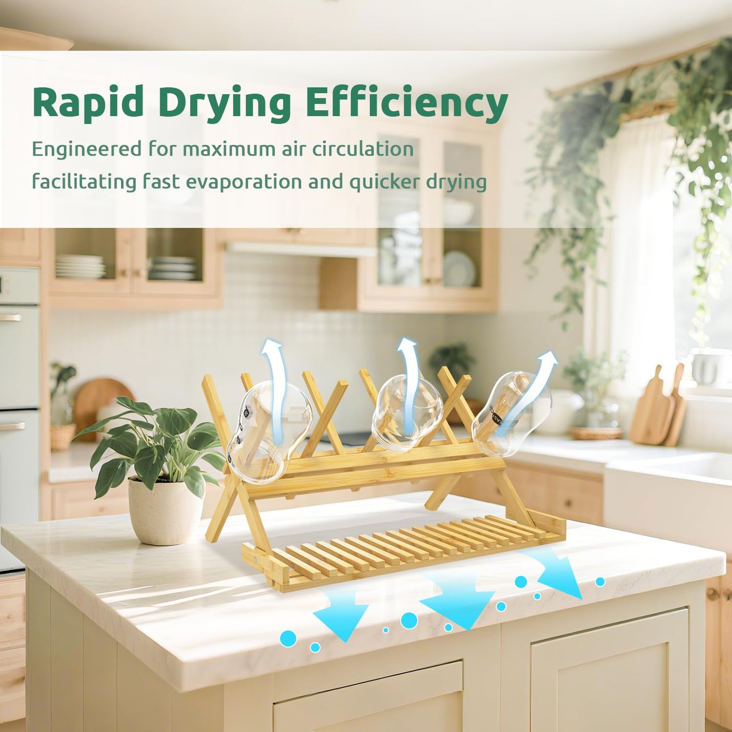 DSVENROLY Vertical Bamboo Drying Rack: Rapid-Dry Foldable Organizer