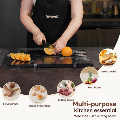 Diflart Natural Granite Cutting Board: Large 16" x 20" Polished Stone Slab.