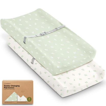 Soothe 100% GOTS-Certified Organic Cotton Changing Pad Covers (2-Pack)