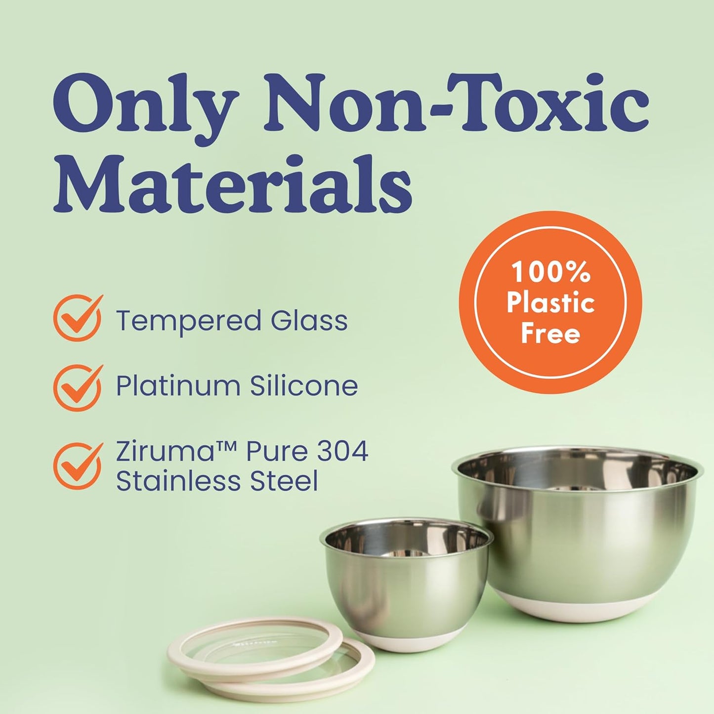 Ziruma Non-Toxic Mixing Bowls with Glass Lids Set (5 Pieces)