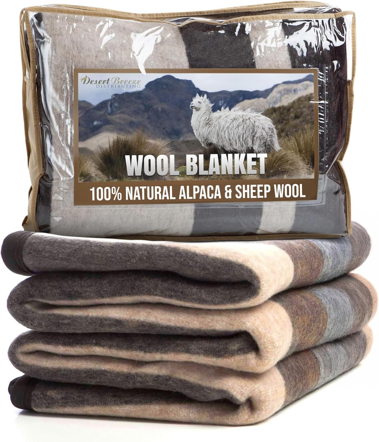 Natural Alpaca & Sheep Wool Blanket: Heavyweight 4.2 lb Twin Bedding