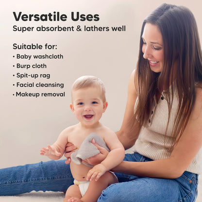 KeaBabies Bamboo Washcloths: 500GSM Ultra-Soft 6-Pack