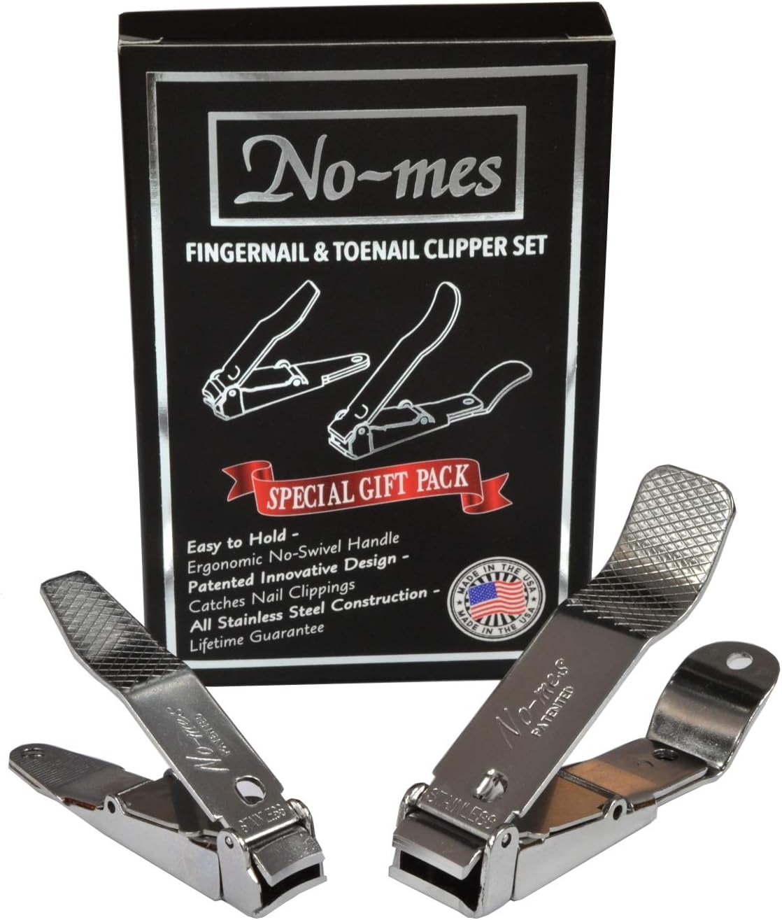 No-Mes Fingernail & Toenail Clipper Set: Patented Clipping Catcher