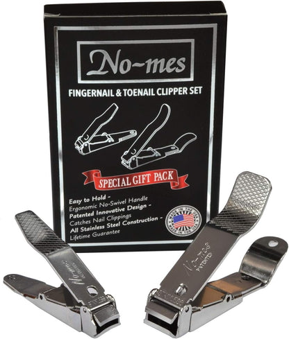 No-Mes Fingernail & Toenail Clipper Set: Patented Clipping Catcher
