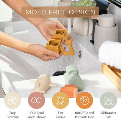 Brooklyn + Neutral Silicone Bath Toys: Mold-Free Animal 5-Pack