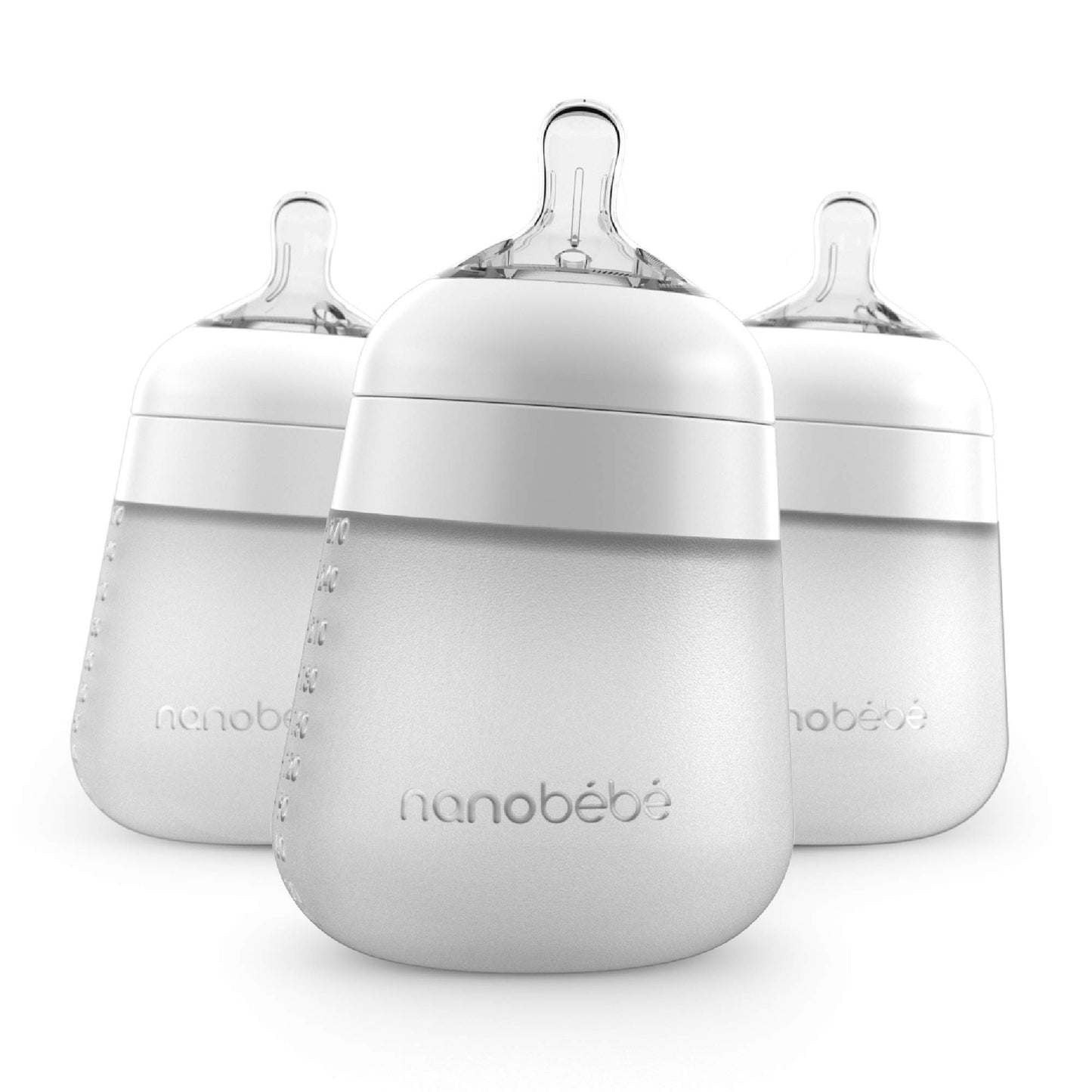 Nanobebe Flexy 9oz Silicone Baby Bottles with Anti-Colic Venting (3-Pack)