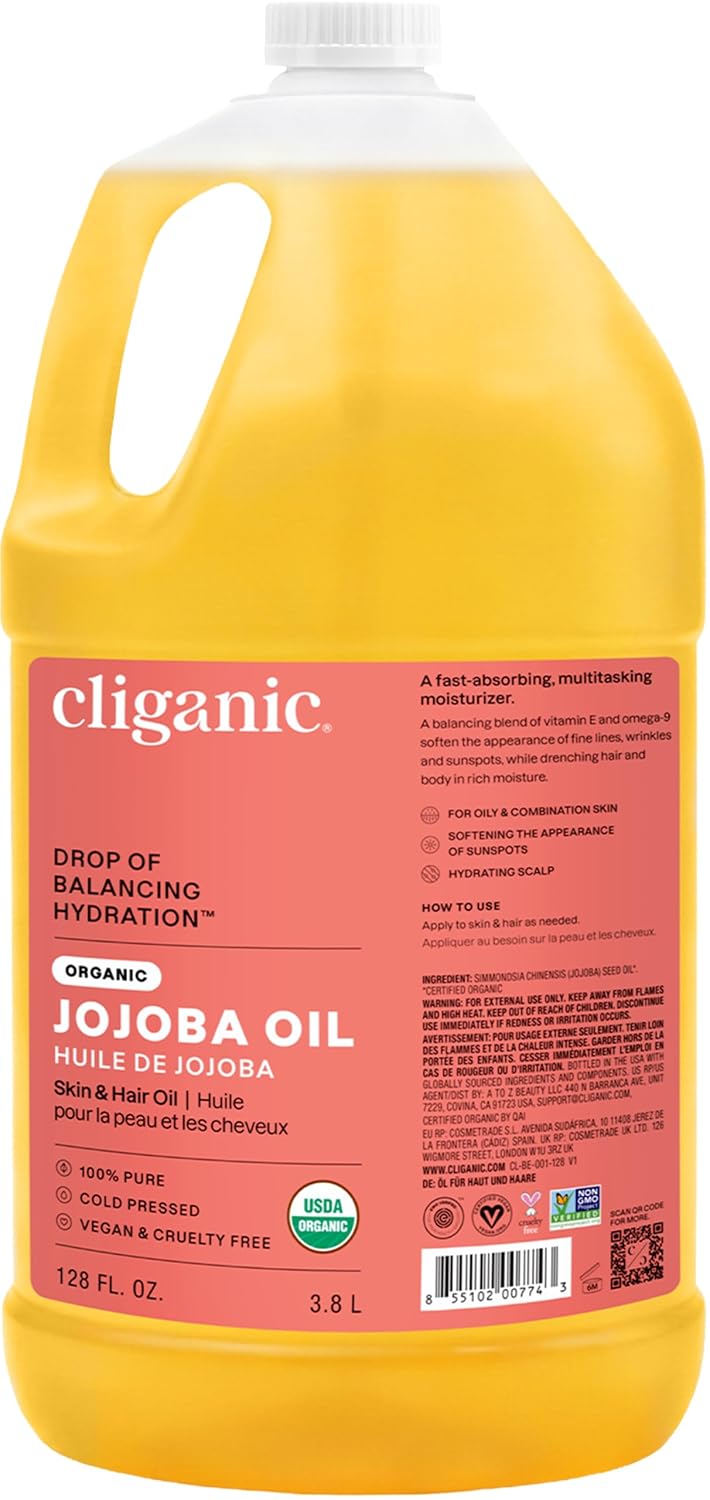 USDA Certified Organic Jojoba Oil, 100% Pure Single-Ingredient – Cliganic