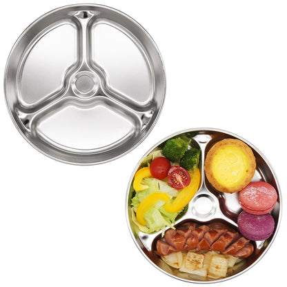 Korean Premium 304 Stainless Steel 5-Compartment Divided Plates (Set of 2)