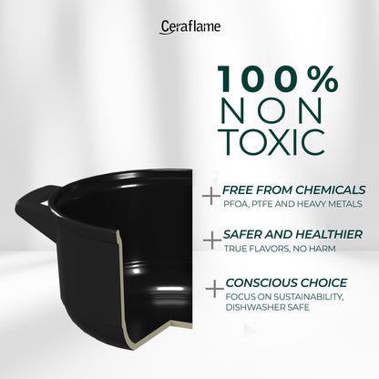 Ceraflame 100% Pure Ceramic Cookware: Thermal Shock Resistant & Toxin-Free, Oven, Microwave and Open-Flame Safe