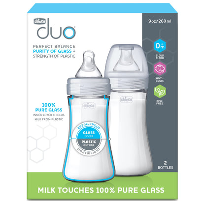 Chicco Duo 5oz Hybrid Baby Bottle with Invinci-Glass Interior (2-Pack)