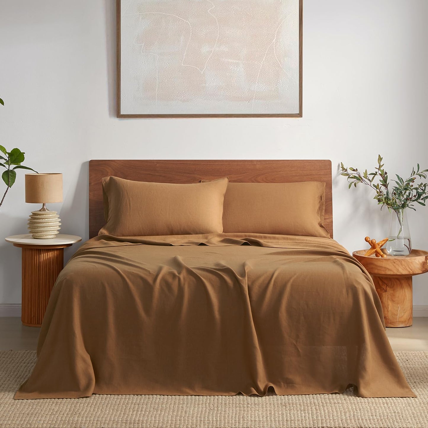 DAPU 100% Pure French Linen Sheets: Natural Normandy Flax Set