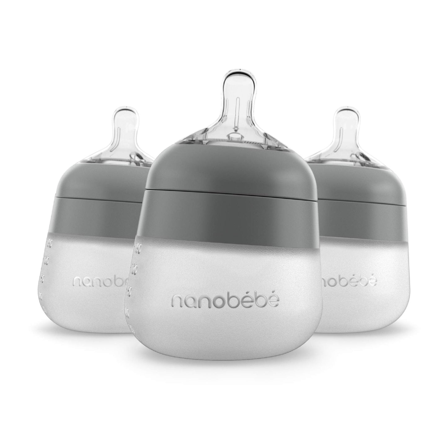 Nanobebe Flexy 9oz Silicone Baby Bottles with Anti-Colic Venting (3-Pack)