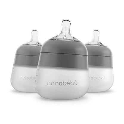 Nanobebe Flexy 9oz Silicone Baby Bottles with Anti-Colic Venting (3-Pack)