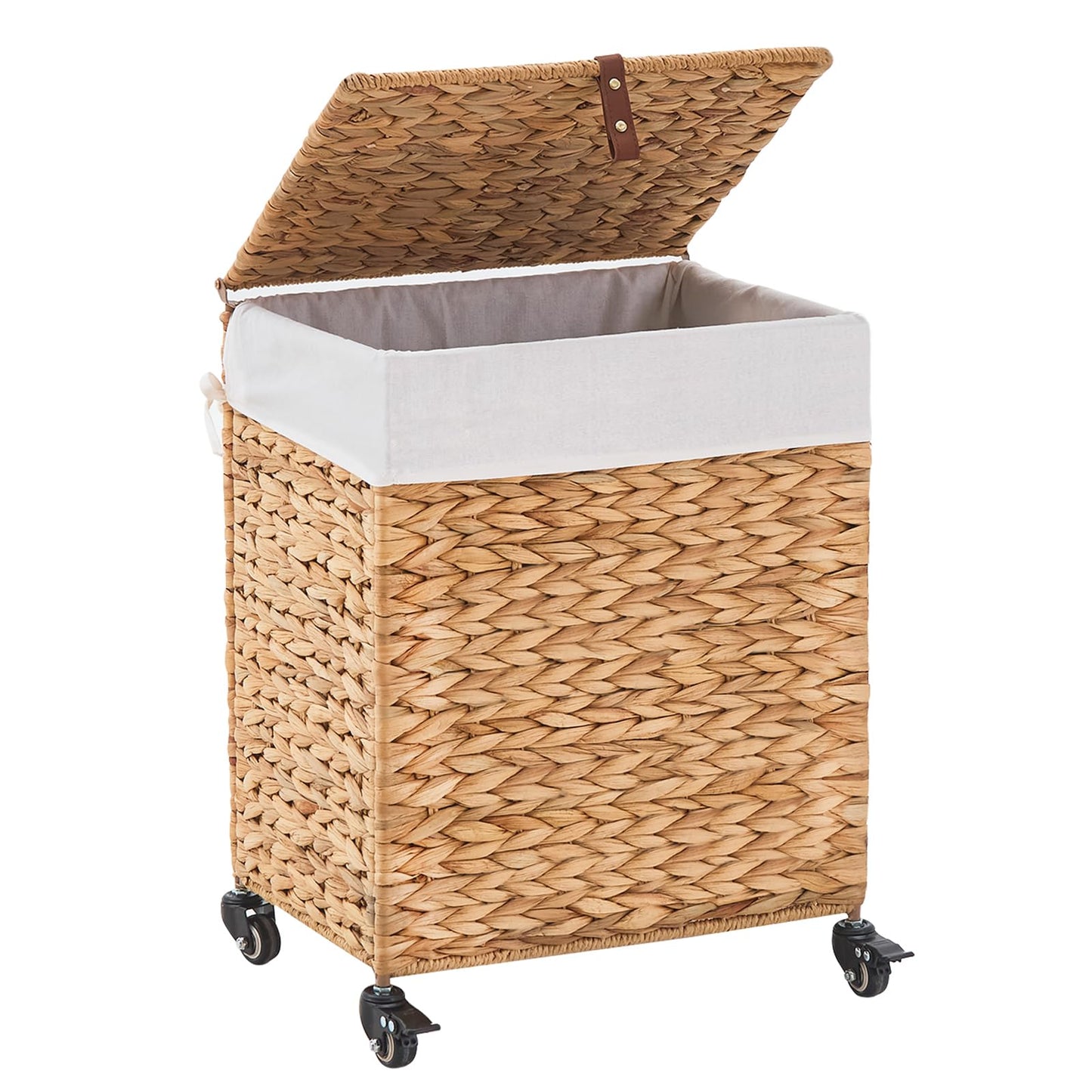 LGENHOOM Handwoven Natural Water Hyacinth Hamper with Lid