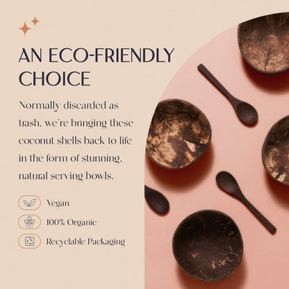 COCOBOWLCO Jumbo Polished Coconut Bowl Set with Wooden Spoons