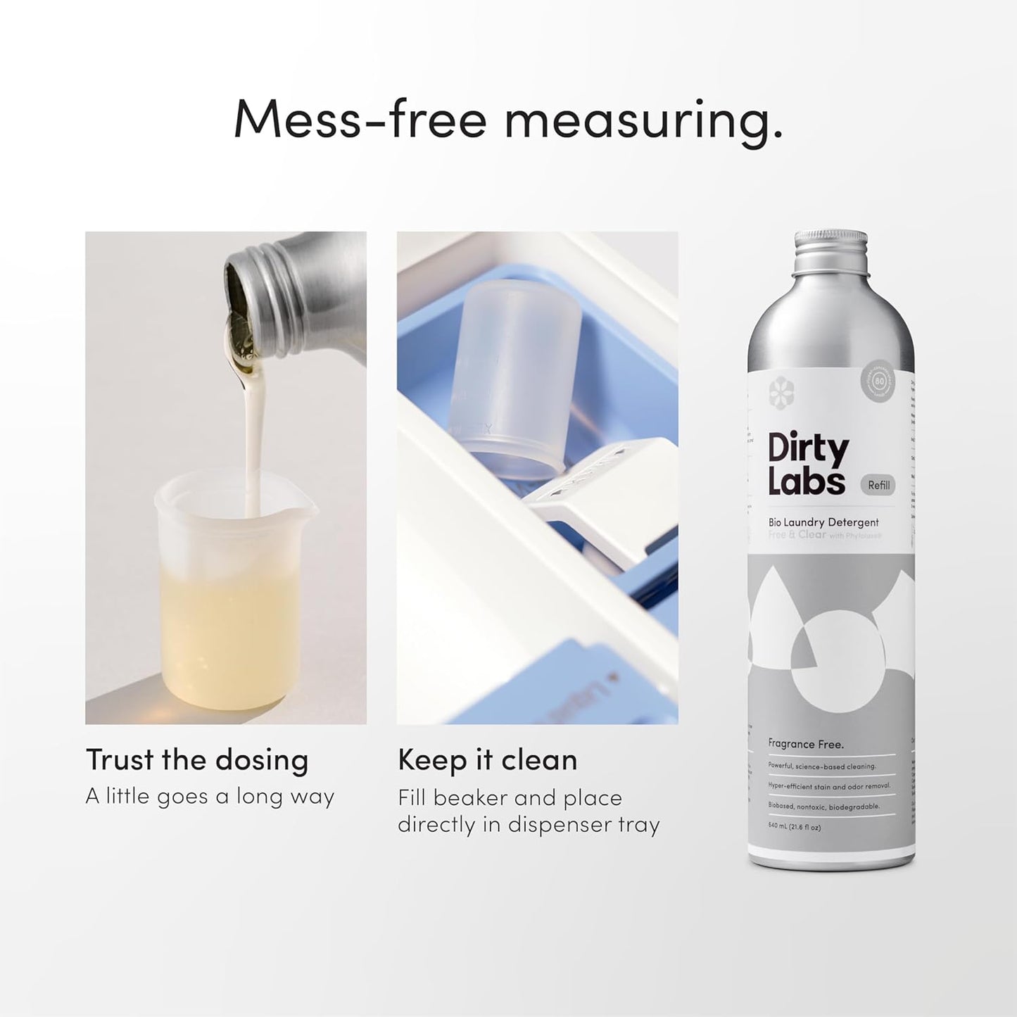 Dirty Labs Scent-Free Bio Enzyme Liquid Laundry Detergent - 80 Loads, Chemical-Free Enzyme, Hyper-Concentrated Detergent