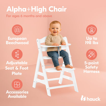 hauck Alpha+ Solid European Beechwood Grow-Along Highchair