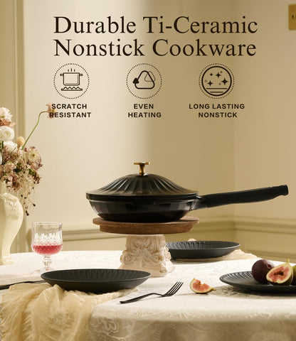 7-Piece Nonstick Ceramic Cookware Set in Jet Black