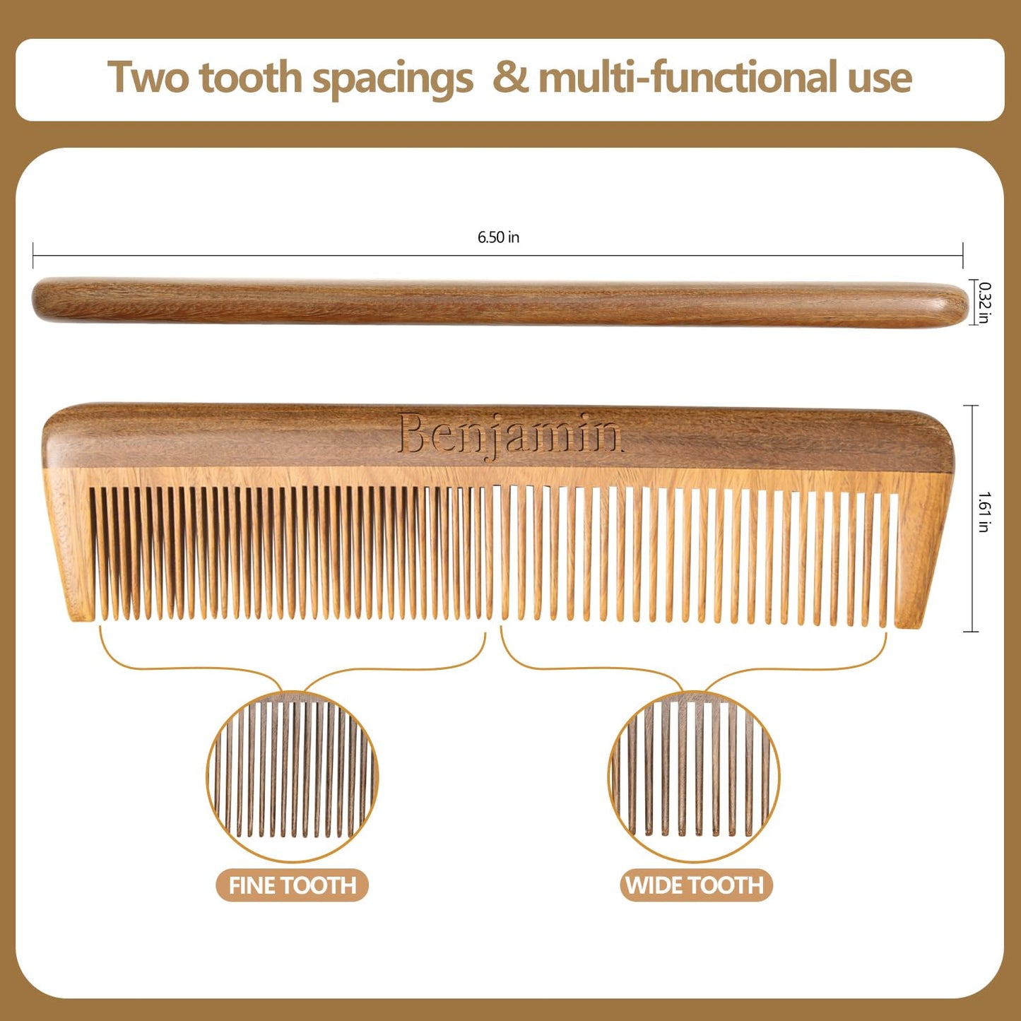 Handmade Green Sandalwood Wooden Comb, Anti-Static & Vegan – Onedor