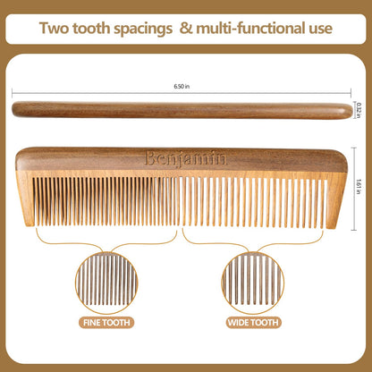 Handmade Green Sandalwood Wooden Comb, Anti-Static & Vegan – Onedor
