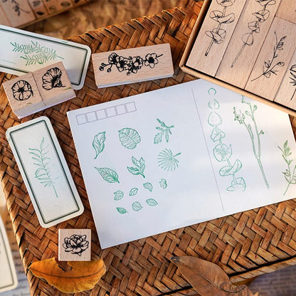 End Plastic Stamps: 22 Pcs Pure Wood Rubber Stamps, Eco-Friendly Set for Journals and Scrapbooking