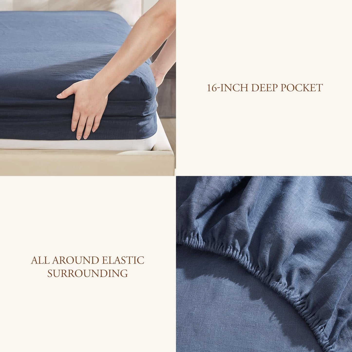 DAPU 100% Pure French Linen Sheets: Natural Normandy Flax Set