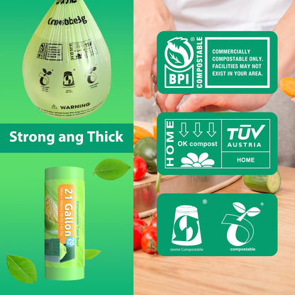 GreFusion 1.2 Gallon Compostable Bags - 125 Count (BPI Certified)