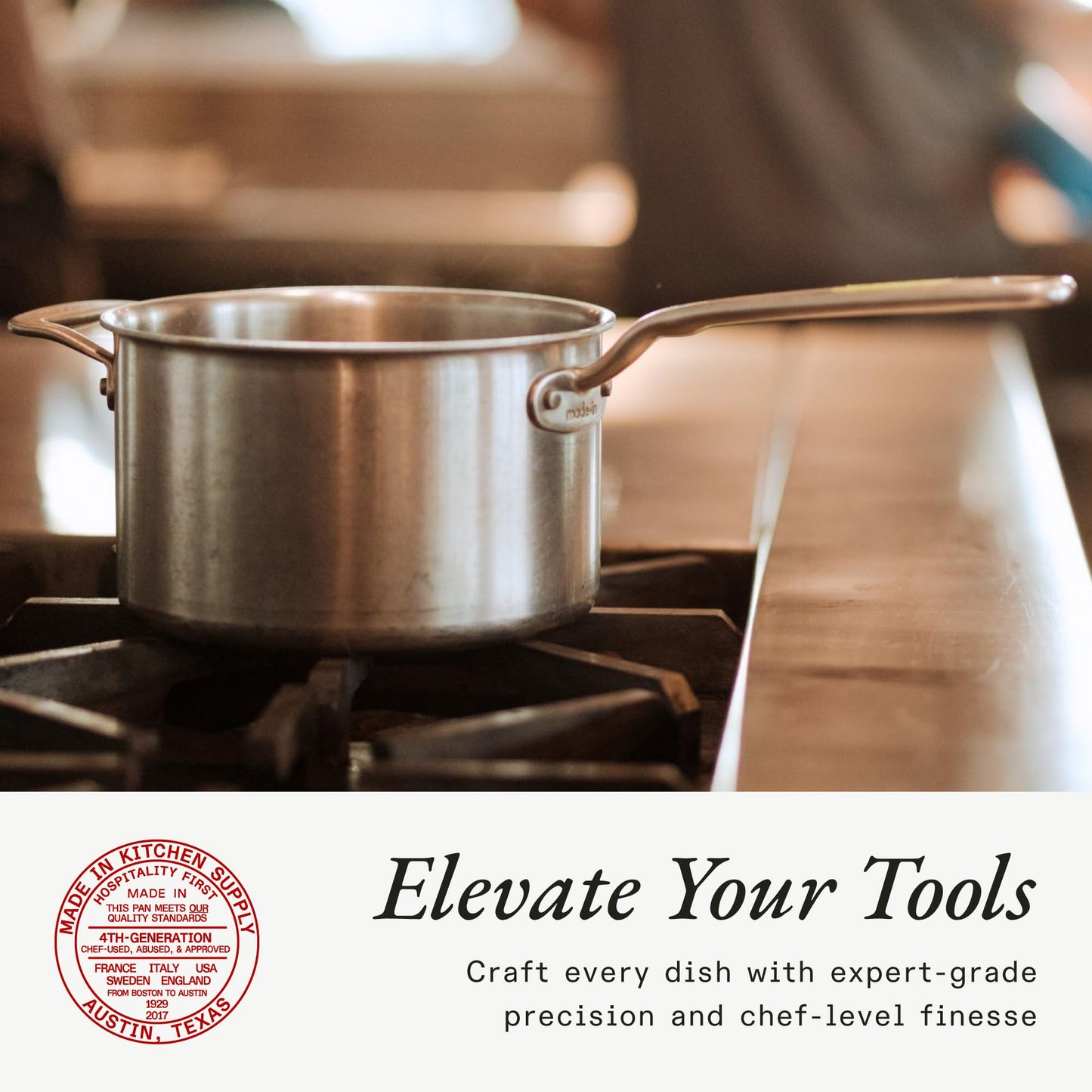 Made In 4 Quart Stainless Clad Saucepan: Professional 5-Ply Construction, Made in Italy for a Lifetime of Plastic-Free Cooking