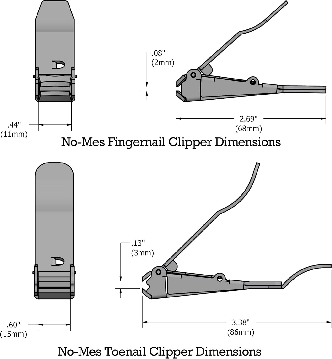 No-Mes Fingernail & Toenail Clipper Set: Patented Clipping Catcher
