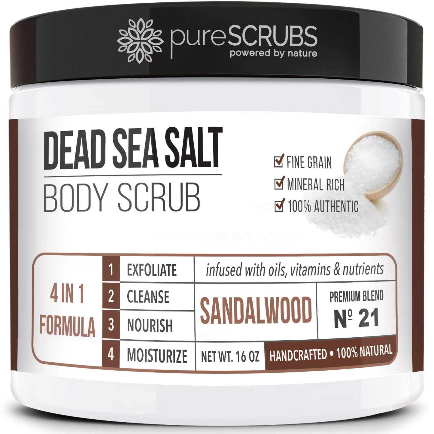 Fragrance-Free Dead Sea Salt Body Scrub, Organic Oils – pureSCRUBS Unscented