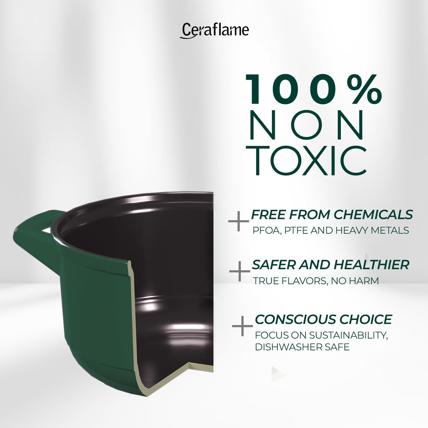 Ceraflame 100% Pure Ceramic Cookware: Thermal Shock Resistant & Toxin-Free, Oven, Microwave and Open-Flame Safe