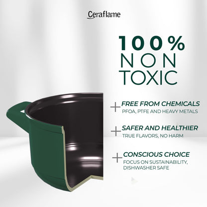 Ceraflame 100% Pure Ceramic Cookware: Thermal Shock Resistant & Toxin-Free, Oven, Microwave and Open-Flame Safe