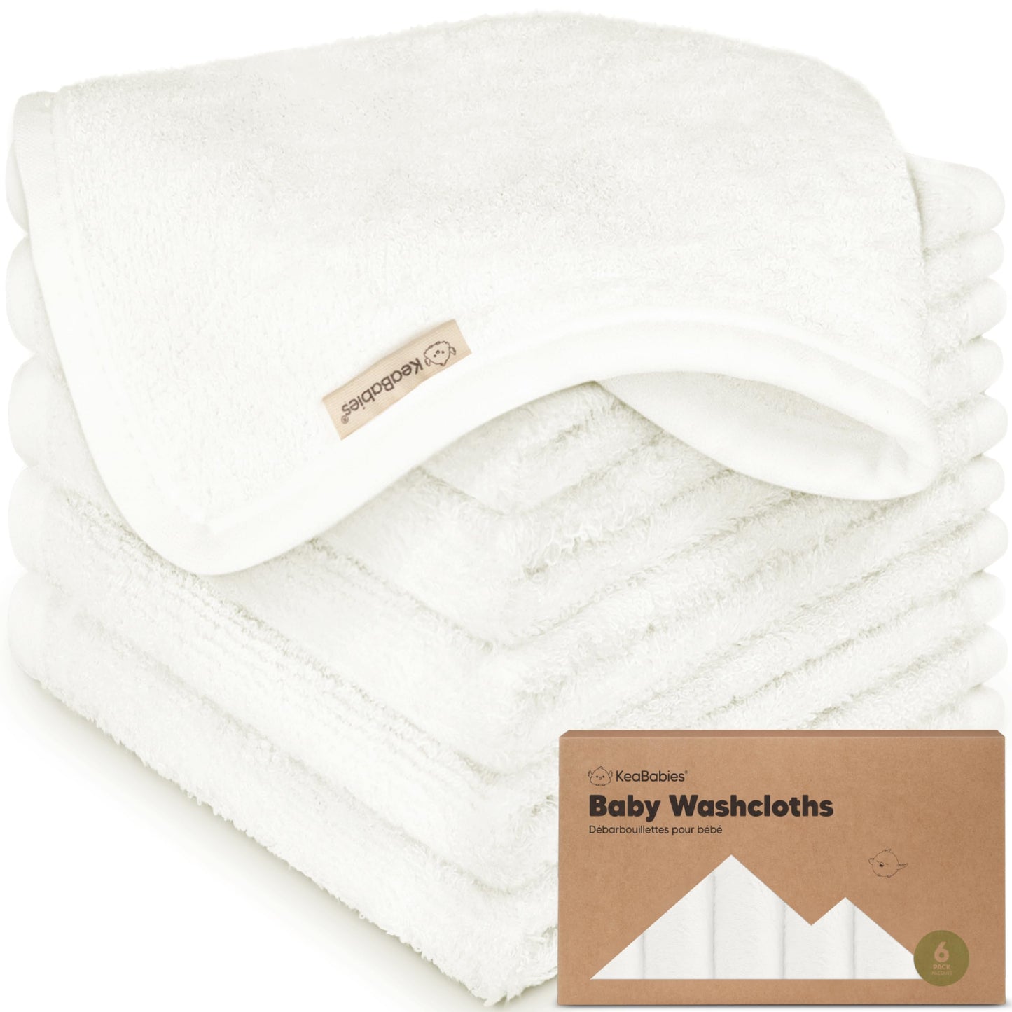 KeaBabies Bamboo Washcloths: 500GSM Ultra-Soft 6-Pack