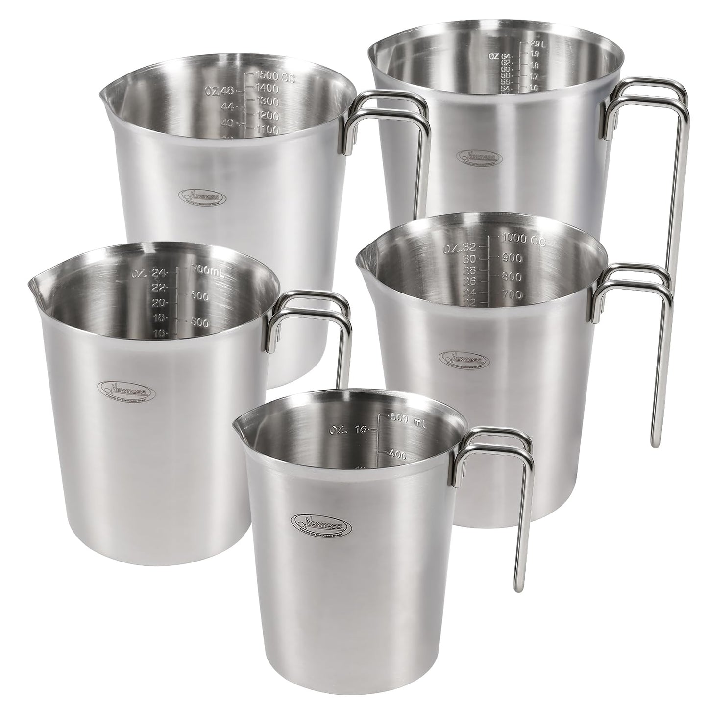 Newness Stainless Steel Measuring Cup with Triple Measurement Scales