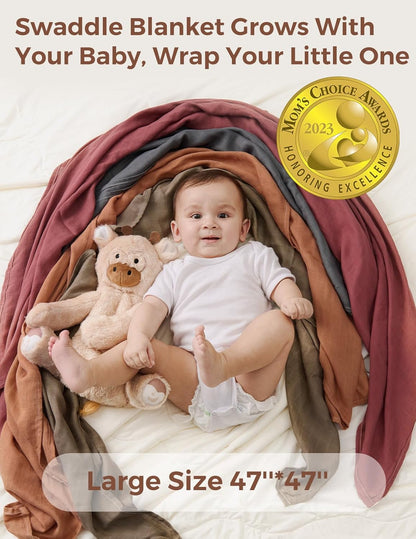 Momcozy 4-Pack Bamboo & Cotton Muslin Baby Swaddle Blankets