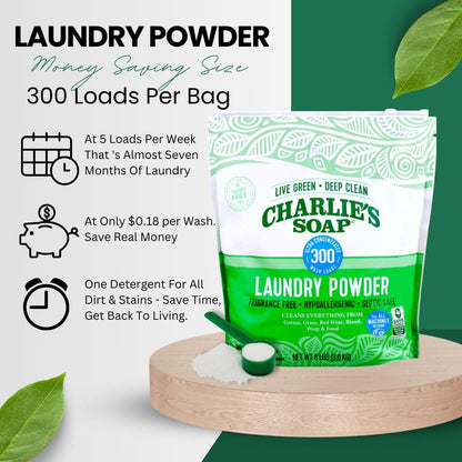 Charlie’s Soap Fragrance-Free Hypoallergenic Deep Cleaning Laundry Powder