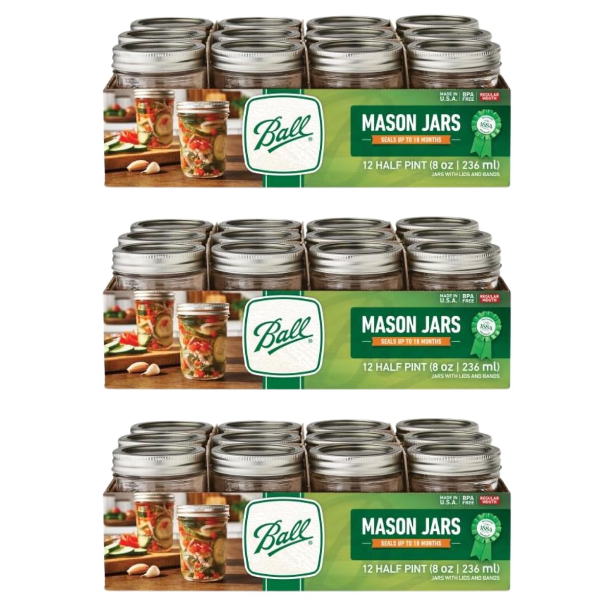 Ball Wide Mouth Pint 16-Ounce Glass Mason Jar with Lids (12-Count)