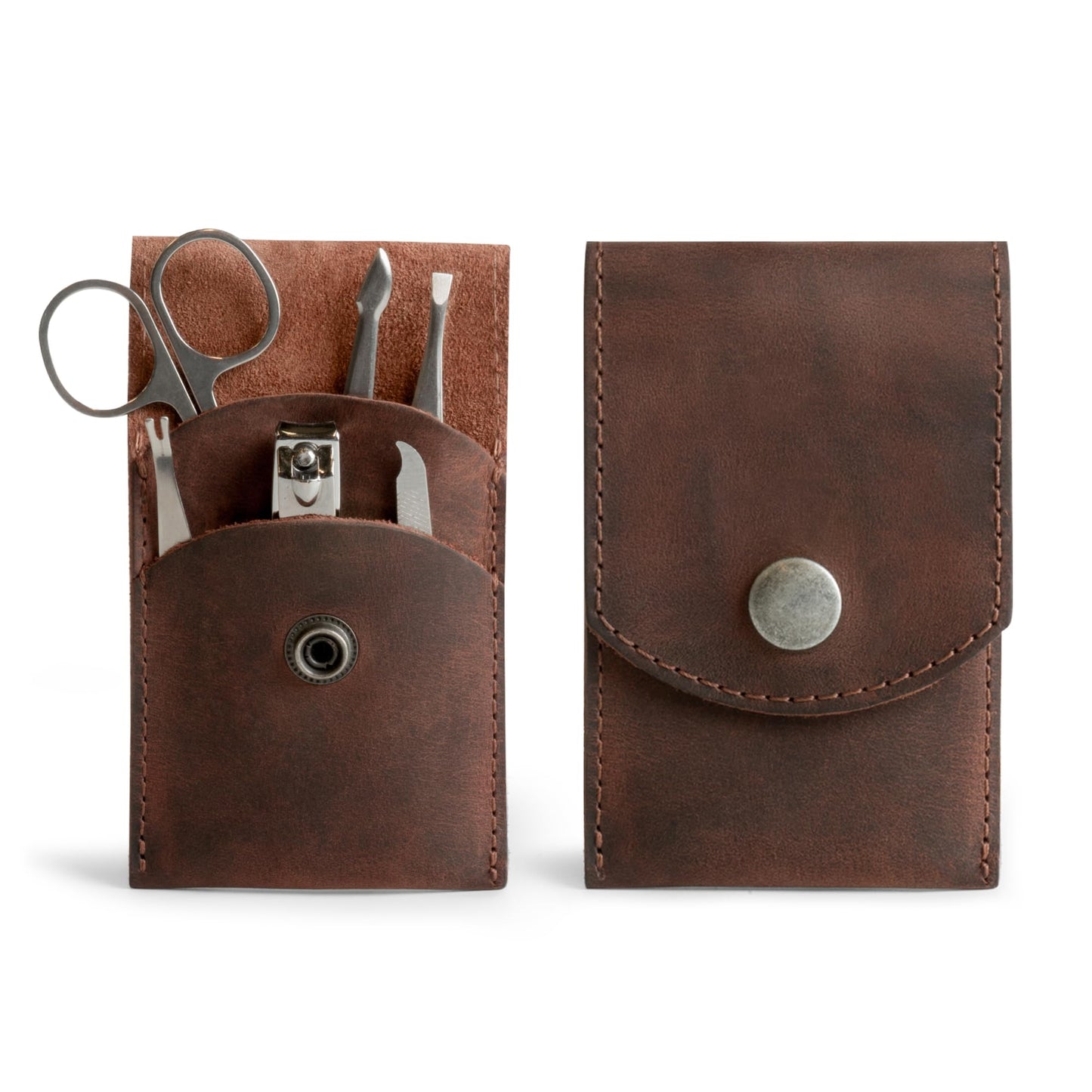 Hide & Drink Full-Grain Leather Double Nail Clipper Case: Handmade
