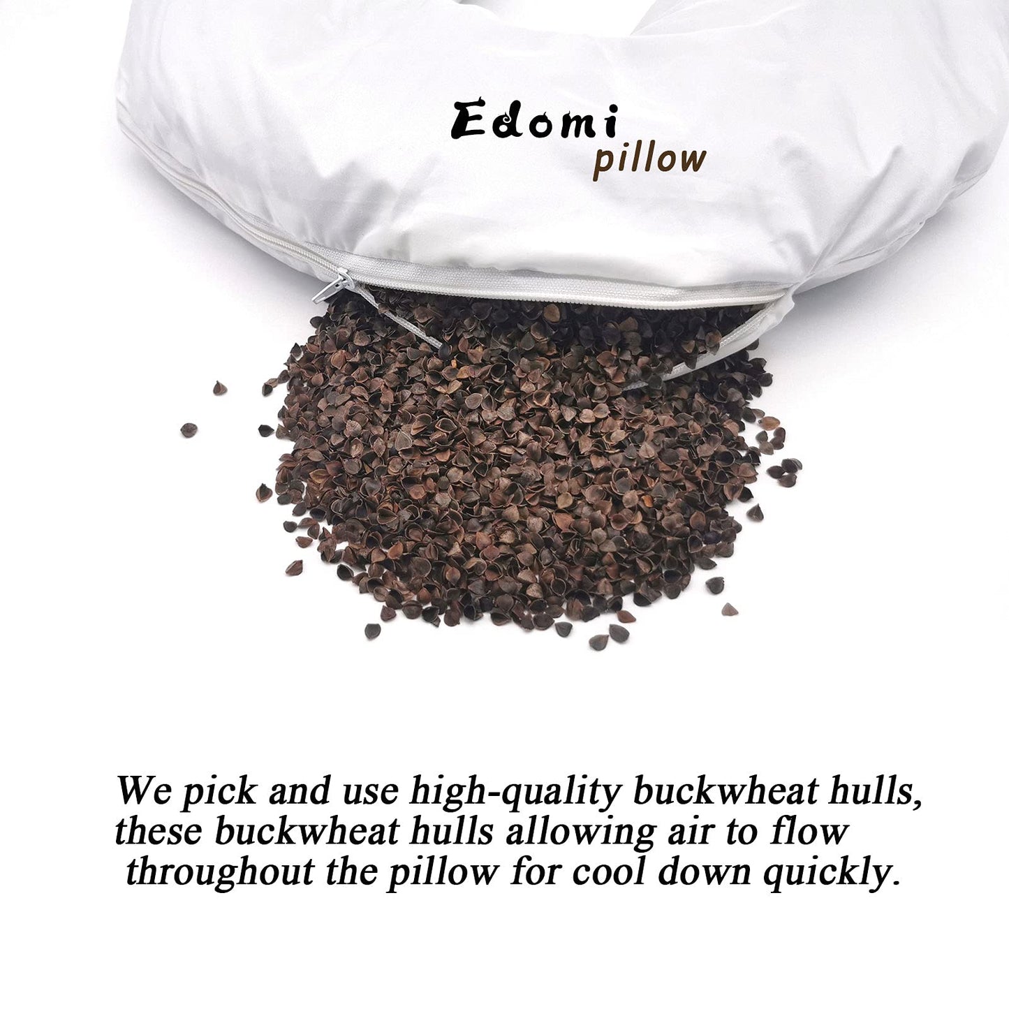 Edomi U-Shaped Adjustable Buckwheat Hull Neck & Shoulder Pillow