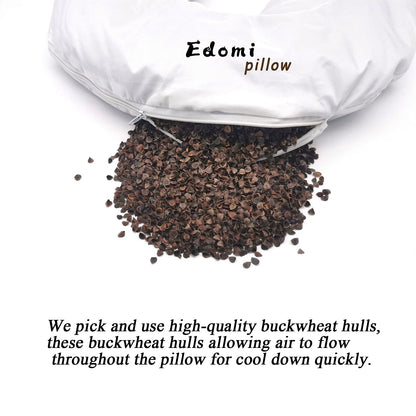 Edomi U-Shaped Adjustable Buckwheat Hull Neck & Shoulder Pillow